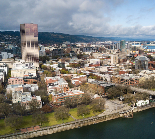 Aerial photo of downtown Portland.
