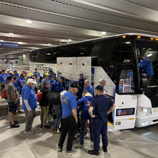 The South Willamette Valley Honor Flight returns to Portland after a three-day trip to Washington, D.C.
