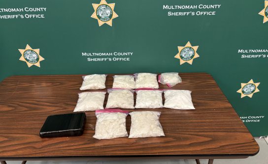 Multnomah County Sheriff’s Office (MCSO) Dangerous Drugs Team (DDT) investigators seize over nine pounds of methamphetamine and a kilo of fentanyl.