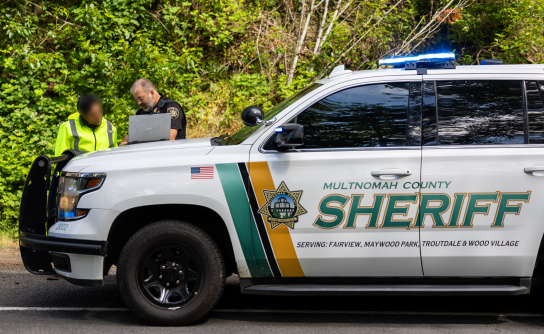 Using his patrol laptop, Kaiser helped the driver find a legal, safer route from the Historic Columbia River Highway side toward Boring, Oregon.  