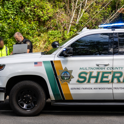 Using his patrol laptop, Kaiser helped the driver find a legal, safer route from the Historic Columbia River Highway side toward Boring, Oregon.  
